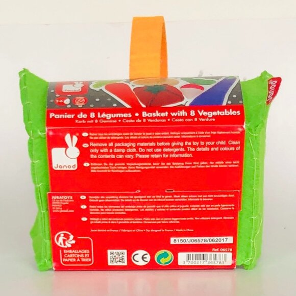 Janod Fabric Plush Basket with 8 Vegetables Shopping Toy New Sealed For Age 2-6 - Picture 13 of 13